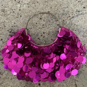 Fuchsia Evening Bag with Beaded Bottom